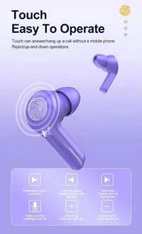 Pro Transparent TWS Earbud, Bluetooth Earbuds with Display, Transparent Design, 30 Hrs Playtime with Fast Charging, Bluetooth 5.3 + ENC, 13mm HD BASS Drivers, IPX7 Sweat-Proof (Purple)