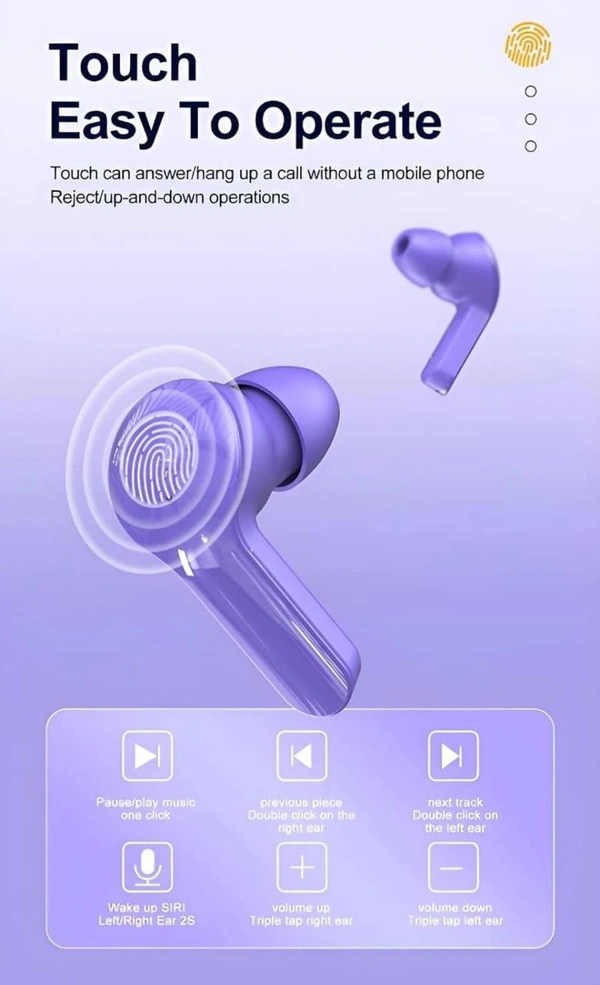 Pro Transparent TWS Earbud, Bluetooth Earbuds with Display, Transparent Design, 30 Hrs Playtime with Fast Charging, Bluetooth 5.3 + ENC, 13mm HD BASS Drivers, IPX7 Sweat-Proof (Purple)