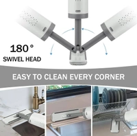 Portable Self-Squeeze Mini Mop, Short Rotatable Hand Wash-Free Flat Squeeze Mop with Crevice Brush and 2 Reusable Microfiber Pads, Floor Cleaning System for Bathroom Kitchens Tableware Desktop