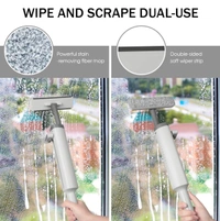 Portable Self-Squeeze Mini Mop, Short Rotatable Hand Wash-Free Flat Squeeze Mop with Crevice Brush and 2 Reusable Microfiber Pads, Floor Cleaning System for Bathroom Kitchens Tableware Desktop