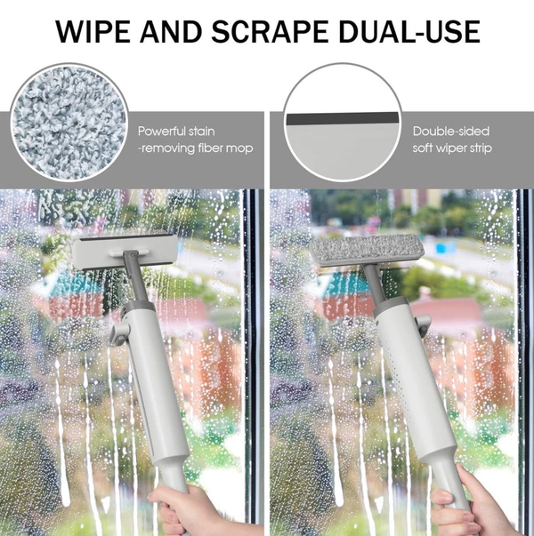 Portable Self-Squeeze Mini Mop, Short Rotatable Hand Wash-Free Flat Squeeze Mop with Crevice Brush and 2 Reusable Microfiber Pads, Floor Cleaning System for Bathroom Kitchens Tableware Desktop