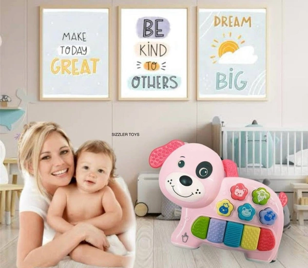 Cute Piano Funny Animal Sound, Dog Character Musical & Light and Multiple Mode Toy for Kids Girl, Boys Age 3 Year +