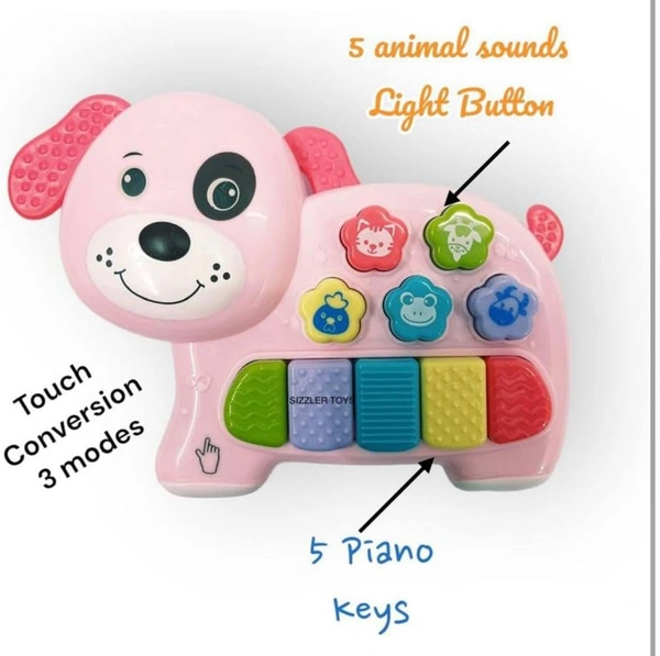 Cute Piano Funny Animal Sound, Dog Character Musical & Light and Multiple Mode Toy for Kids Girl, Boys Age 3 Year +