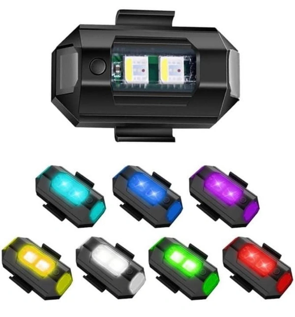 Bike Helmet Warning Lights Safe Helmet USB Rechargeable With 7Colors strobe light for 2LEDS 7colors Warning Rear Light for Motorcycles ( Set Of 4pcs )