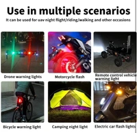 Bike Helmet Warning Lights Safe Helmet USB Rechargeable With 7Colors strobe light for 2LEDS 7colors Warning Rear Light for Motorcycles ( Set Of 4pcs )