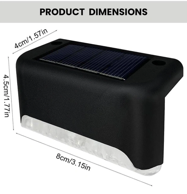 Boundary Solar Stairs Light Automatic Sensor Weather Resistant Easy Installation Energy Efficient Outdoor Versatile Lamp for Home Garden Balcony (Black, Pack of 4)