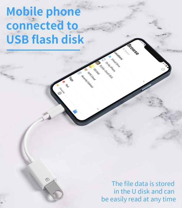 Lightning Male to USB Female Adapter OTG Cable for Apple iPhone 11 12 Mini max pro xs xr x se2 7 8plus Ipad air3 A Camera Memory Stick Connector Keyboard and Mouse Flash Drive Connection Kit Splitter