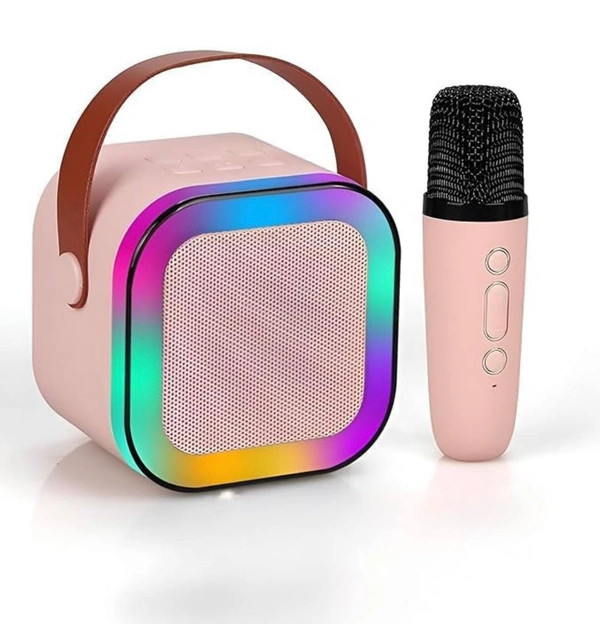 K12 Speaker Machine Bluetooth-Compatible Wireless Karaoke Mic Speaker Multi-Compatibility Modes, RGB Lights | Party POP Bluetooth Speaker with Mic, Koroke Mike