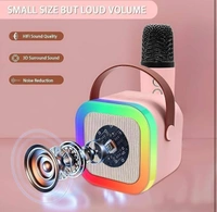 K12 Speaker Machine Bluetooth-Compatible Wireless Karaoke Mic Speaker Multi-Compatibility Modes, RGB Lights | Party POP Bluetooth Speaker with Mic, Koroke Mike