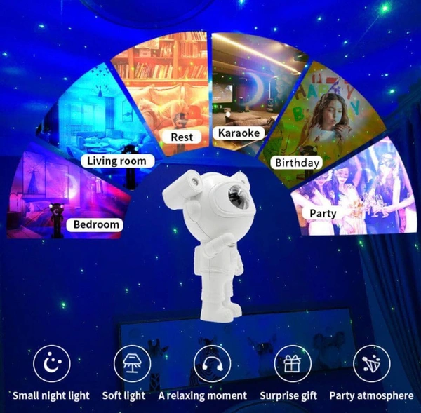 Astronaut Galaxy Projector with Remote Control And Bluetooth Speaker - 360° Adjustable Timer Kids Astronaut Nebula Night Light, for Gifts,Baby Adults Bedroom, Gaming Room, Home and Party (Corded Electric) 