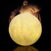 3D Moon Lamp, 7 Colors Touch Control Moon Night Light with Wooden Base, USB Rechargeable Dreamy 3D Star Moon Light for Kids Bedroom, Living Room