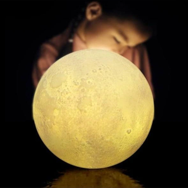 3D Moon Lamp, 7 Colors Touch Control Moon Night Light with Wooden Base, USB Rechargeable Dreamy 3D Star Moon Light for Kids Bedroom, Living Room