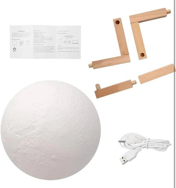 3D Moon Lamp, 7 Colors Touch Control Moon Night Light with Wooden Base, USB Rechargeable Dreamy 3D Star Moon Light for Kids Bedroom, Living Room