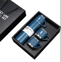 500ML Stainless Steel Water Bottle with Gift Box | Thermos with Coffee Tumbler Tea Mug Set Portable | Business | Travel (Black, Pack of 1)