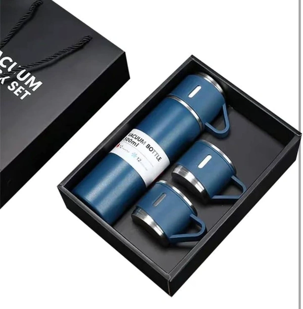 500ML Stainless Steel Water Bottle with Gift Box | Thermos with Coffee Tumbler Tea Mug Set Portable | Business | Travel (Black, Pack of 1)