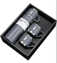 500ML Stainless Steel Water Bottle with Gift Box | Thermos with Coffee Tumbler Tea Mug Set Portable | Business | Travel (Black, Pack of 1)