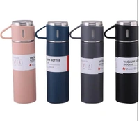 500ML Stainless Steel Water Bottle with Gift Box | Thermos with Coffee Tumbler Tea Mug Set Portable | Business | Travel (Black, Pack of 1)