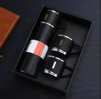 500ML Stainless Steel Water Bottle with Gift Box | Thermos with Coffee Tumbler Tea Mug Set Portable | Business | Travel (Black, Pack of 1)