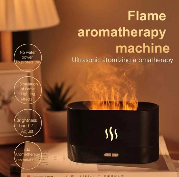 Aromatherapy Mist Humidifier with Essential Oil Diffuser & Flame Light 180mL with Auto Shut-Off Protection for Spa Luxury Home Office