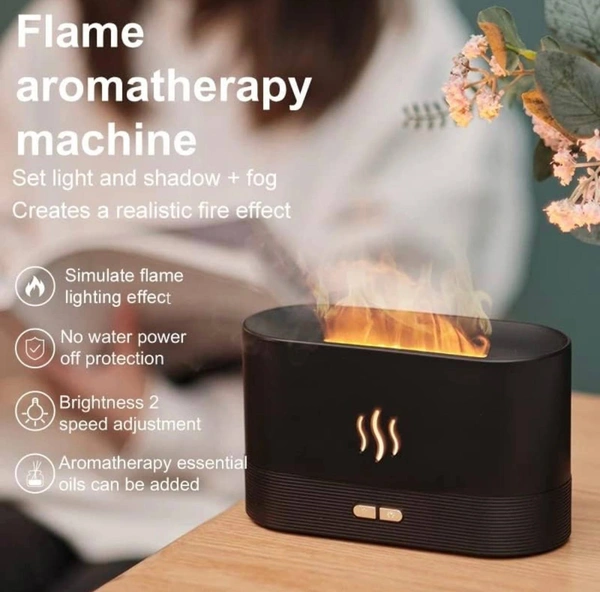 Aromatherapy Mist Humidifier with Essential Oil Diffuser & Flame Light 180mL with Auto Shut-Off Protection for Spa Luxury Home Office