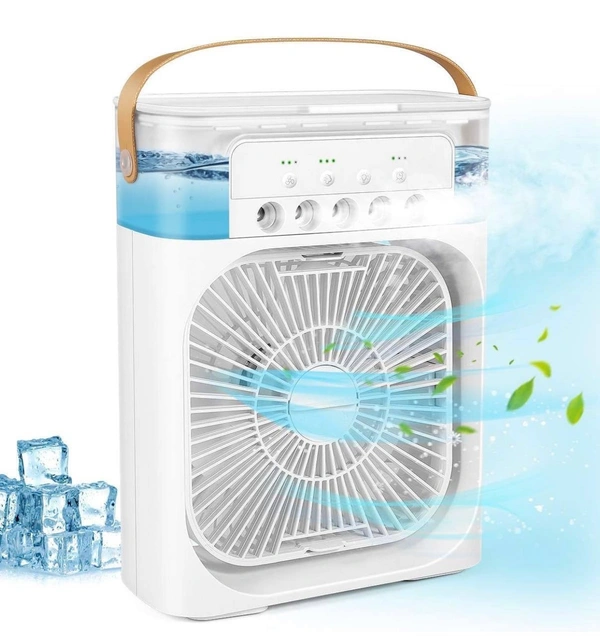 Personal Air Cooler, Portable Air Conditioner Fan, Mini Evaporative Cooler with 7 Colors LED Light, 1/2/3 H Timer, 3 Wind Speeds and 3 Spray Modes for Your Desk, Nightstand, or Coffee Table