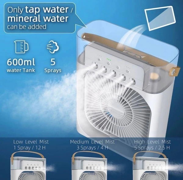 Personal Air Cooler, Portable Air Conditioner Fan, Mini Evaporative Cooler with 7 Colors LED Light, 1/2/3 H Timer, 3 Wind Speeds and 3 Spray Modes for Your Desk, Nightstand, or Coffee Table