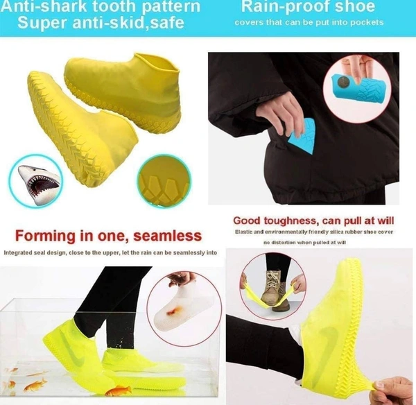 Rain Shoe Cover Non - slip Waterproof Portable Rain Boots Rainproof Shoes Cover Men Women Teens Anti - sand Shoe Cover Outdoor Protection ( Colour Random )