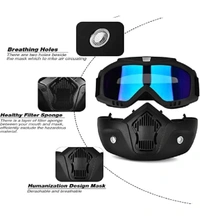 Goggle With Mask Riding Mask For Bikers Anti Scratch UV Protective Bike Face Mask For Men Detachable With Soft Foam Padded Face Cover Helmet Google Mask Off Road Dust Protection Mask (Rainbow)