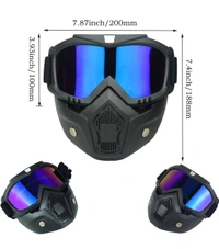 Goggle With Mask Riding Mask For Bikers Anti Scratch UV Protective Bike Face Mask For Men Detachable With Soft Foam Padded Face Cover Helmet Google Mask Off Road Dust Protection Mask (Rainbow)