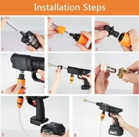 Electric High Pressure Car Washer Machine Accessories Portable Power ABS Material Multi-Function 3 in 1 Nozzle 5M Pipe for Washing Cars/Watering Flowers/Cleaning Floors 