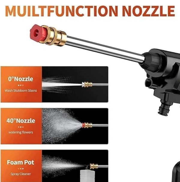 Electric High Pressure Car Washer Machine Accessories Portable Power ABS Material Multi-Function 3 in 1 Nozzle 5M Pipe for Washing Cars/Watering Flowers/Cleaning Floors 