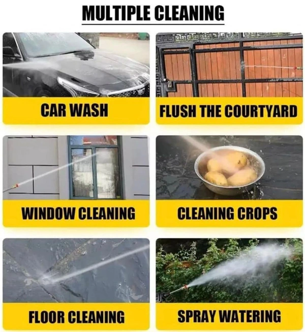 Electric High Pressure Car Washer Machine Accessories Portable Power ABS Material Multi-Function 3 in 1 Nozzle 5M Pipe for Washing Cars/Watering Flowers/Cleaning Floors 