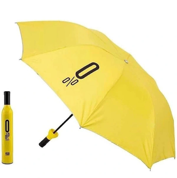 Bottel Umbrella | Wine Bottle Shape Foldable Umbrella with Plastic Case | Compact Manual Portable Umbrella with Bottle Cover for UV Protection & Rain ( Colour: Random )