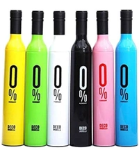 Bottel Umbrella | Wine Bottle Shape Foldable Umbrella with Plastic Case | Compact Manual Portable Umbrella with Bottle Cover for UV Protection & Rain ( Colour: Random )