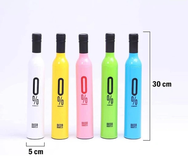 Bottel Umbrella | Wine Bottle Shape Foldable Umbrella with Plastic Case | Compact Manual Portable Umbrella with Bottle Cover for UV Protection & Rain ( Colour: Random )