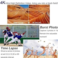 4K Action Camera for Vlogging with Wifi,Remote Control,Ultra Hd Sports Camera with 16 Mp,Assorted