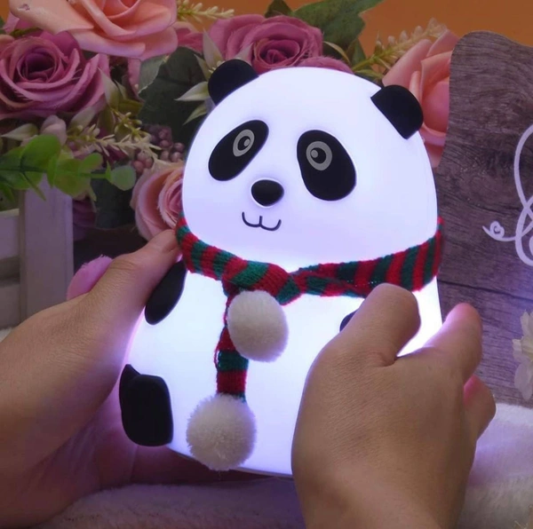 Cute Silicone Panda Light Lamp,Rechargeable Led Lamp For Baby Room Decor Kids,Night Lamp Soft Panda With Touch Gesture Control,Night Lamp For Kids Bedroom(7-Color Changing Light) - White