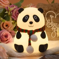 Cute Silicone Panda Light Lamp,Rechargeable Led Lamp For Baby Room Decor Kids,Night Lamp Soft Panda With Touch Gesture Control,Night Lamp For Kids Bedroom(7-Color Changing Light) - White