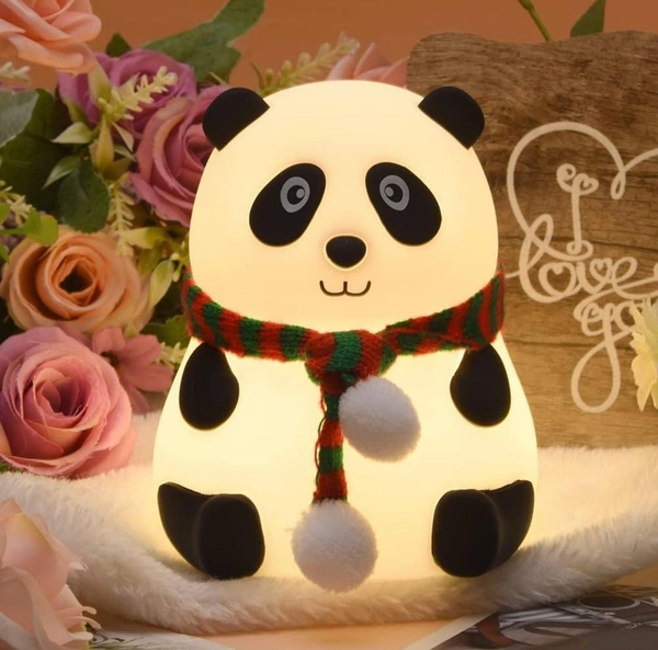 Cute Silicone Panda Light Lamp,Rechargeable Led Lamp For Baby Room Decor Kids,Night Lamp Soft Panda With Touch Gesture Control,Night Lamp For Kids Bedroom(7-Color Changing Light) - White