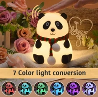 Cute Silicone Panda Light Lamp,Rechargeable Led Lamp For Baby Room Decor Kids,Night Lamp Soft Panda With Touch Gesture Control,Night Lamp For Kids Bedroom(7-Color Changing Light) - White