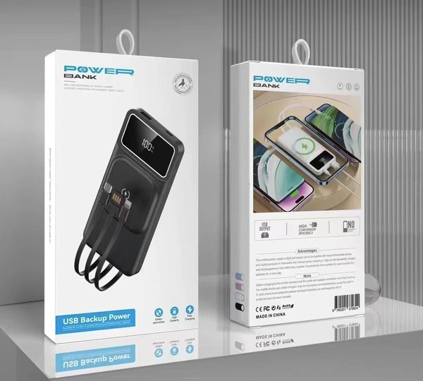 10000mah Powerbank 4-in-1 Universal Charger - Black