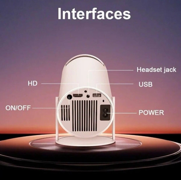 Smart LED Projector with 1080p HD Resolution, Rotatable Design, Built-in Streaming Apps (Netflix, Prime Video, Hotstar), 2000 Lumens, Screen Mirroring, 3 Watts Speaker (White)