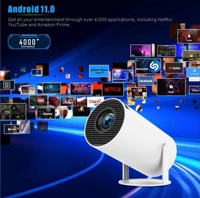 Smart LED Projector with 1080p HD Resolution, Rotatable Design, Built-in Streaming Apps (Netflix, Prime Video, Hotstar), 2000 Lumens, Screen Mirroring, 3 Watts Speaker (White)