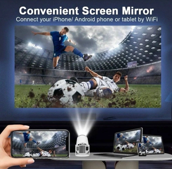 Smart LED Projector with 1080p HD Resolution, Rotatable Design, Built-in Streaming Apps (Netflix, Prime Video, Hotstar), 2000 Lumens, Screen Mirroring, 3 Watts Speaker (White)