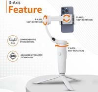 3-Axis Gimbal Stabilizer | Advanced Gyroscope | Shake-Free Footage | Object Tracking | Panoramic, Time-Lapse & Slow-Motion | 2500mAh Battery | Ideal for Vlogging & Travel
