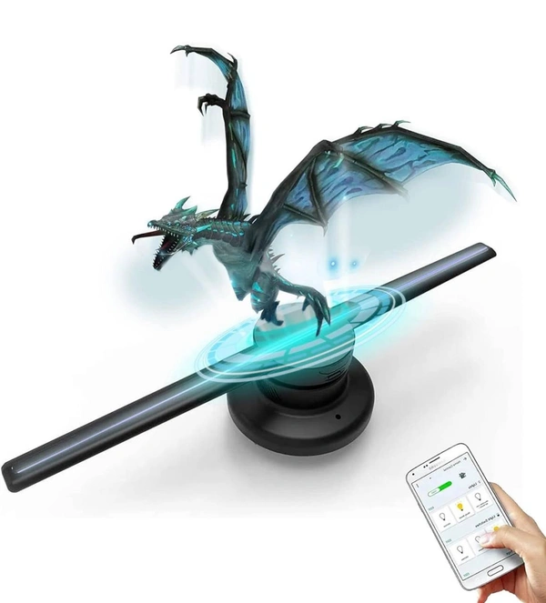 3D Hologram Fan, 42-Cm Hologram Projector Screwless Led Lights with App and WiFi, Remote Control, and Bluetooth for Bar, Shop, Halloween, Christmas, Ganpati, Diwali, & Advertising