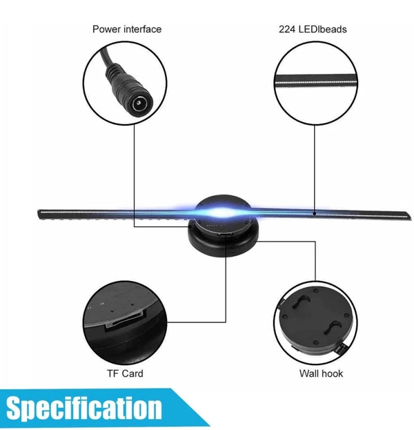 3D Hologram Fan, 42-Cm Hologram Projector Screwless Led Lights with App and WiFi, Remote Control, and Bluetooth for Bar, Shop, Halloween, Christmas, Ganpati, Diwali, & Advertising