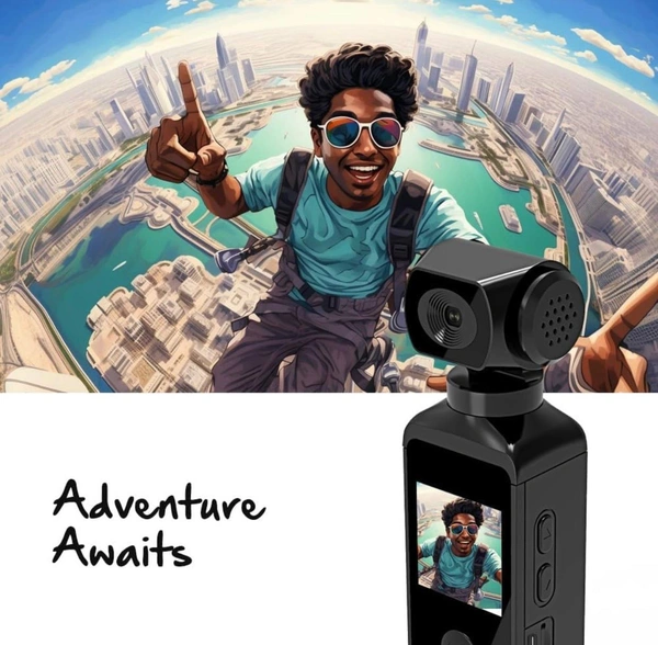 Snappy Vlogging and Sports Action Camera Records Upto 5k 30 fps with 6 Axis gyro EIS, External Mic with Deadcat Cover, WiFi, 270° Rotatable Lens, Water Proof Upto 30 Meters with case (Black)