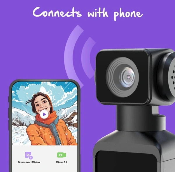 Snappy Vlogging and Sports Action Camera Records Upto 5k 30 fps with 6 Axis gyro EIS, External Mic with Deadcat Cover, WiFi, 270° Rotatable Lens, Water Proof Upto 30 Meters with case (Black)