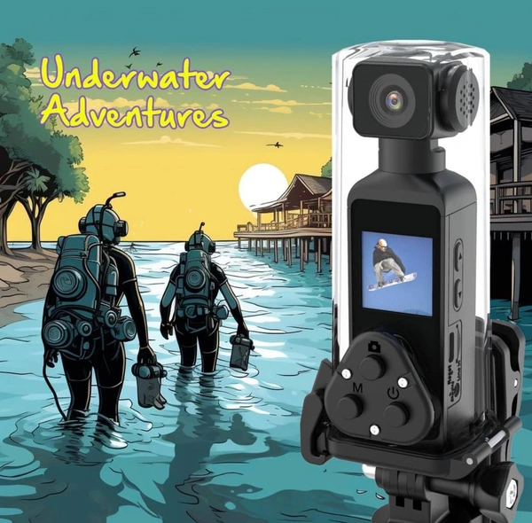 Snappy Vlogging and Sports Action Camera Records Upto 5k 30 fps with 6 Axis gyro EIS, External Mic with Deadcat Cover, WiFi, 270° Rotatable Lens, Water Proof Upto 30 Meters with case (Black)